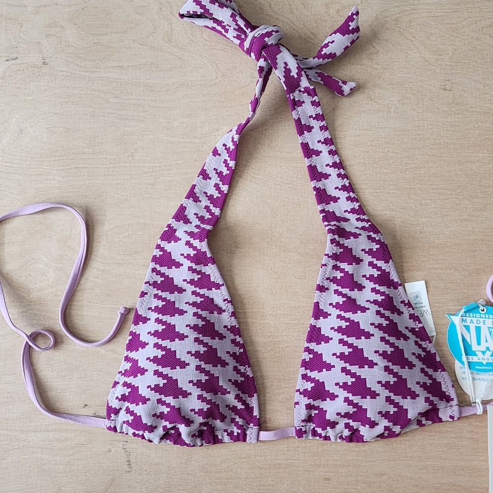 WET Swimwear Purple Jordan Bikini Top Houndstooth Medium